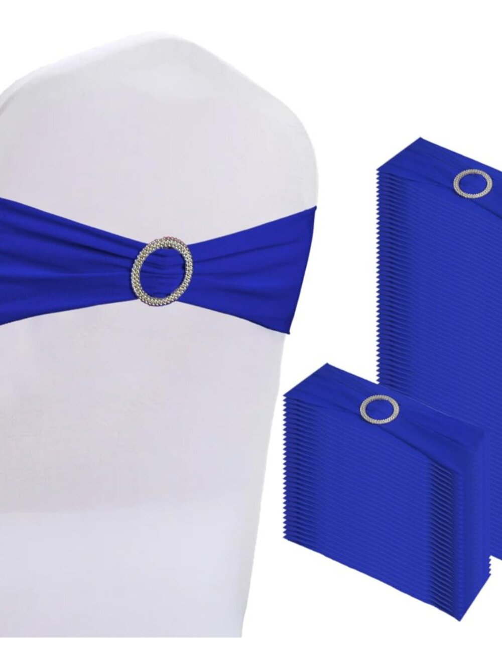 100PCS Spandex Stretch Chair Sashes Bows Elastic Chair Cover Bands Ties with Buc